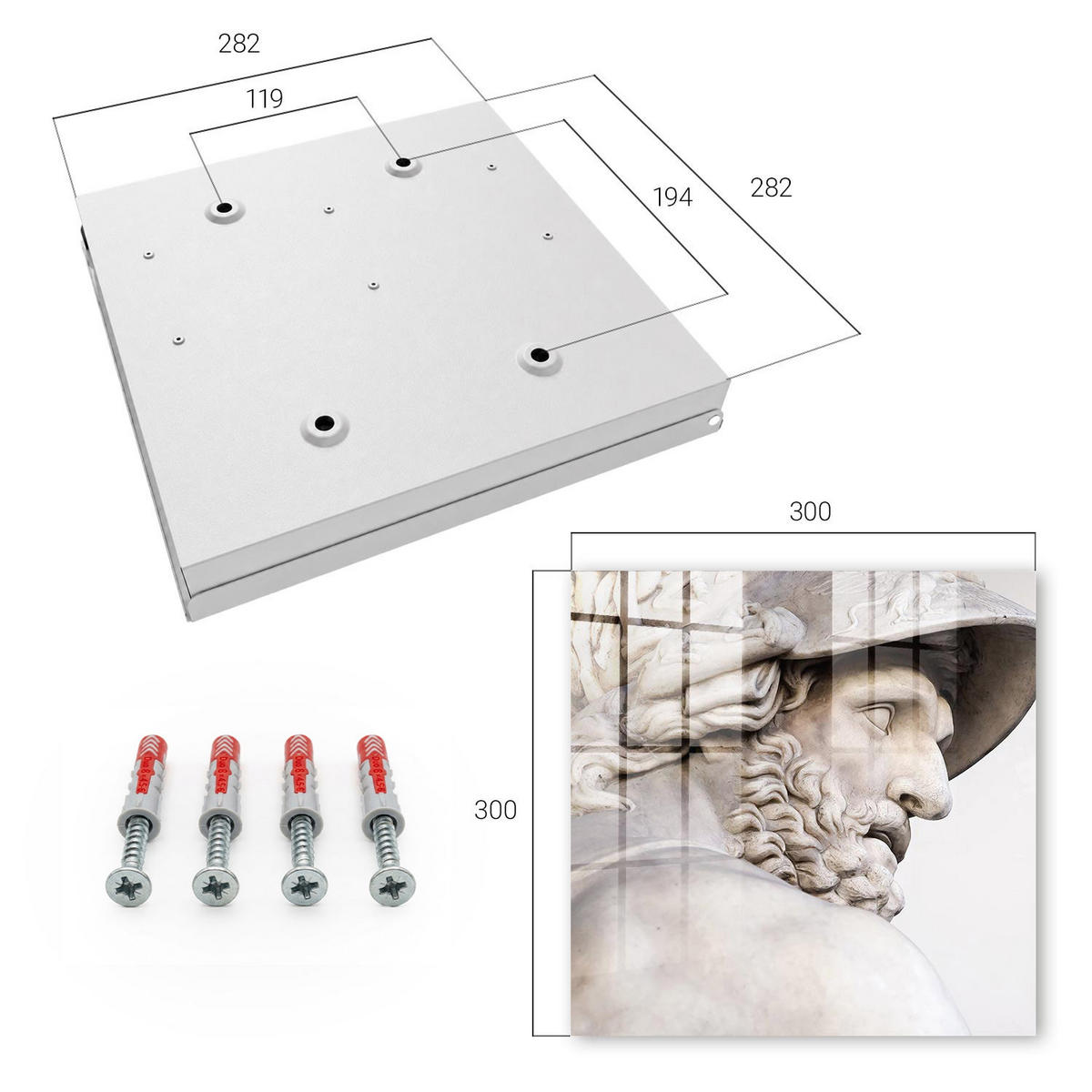 SCHLÜSSELBOX Weiß 30x30 cm – Türöffnung nach rechts - Antike Eleganz - Beige, Metall (30/30/5cm) - TULUP