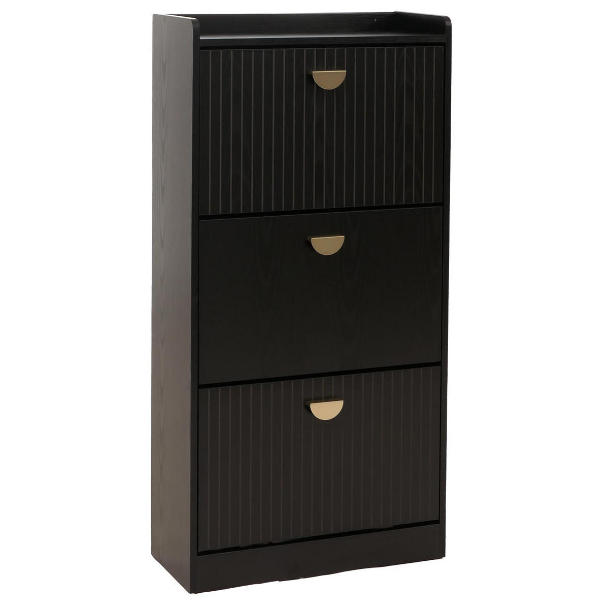SCHUHSCHRANK 3 KLAPPEN Schwarz - Schwarz, Holzwerkstoff (60/117/24cm) - MCW