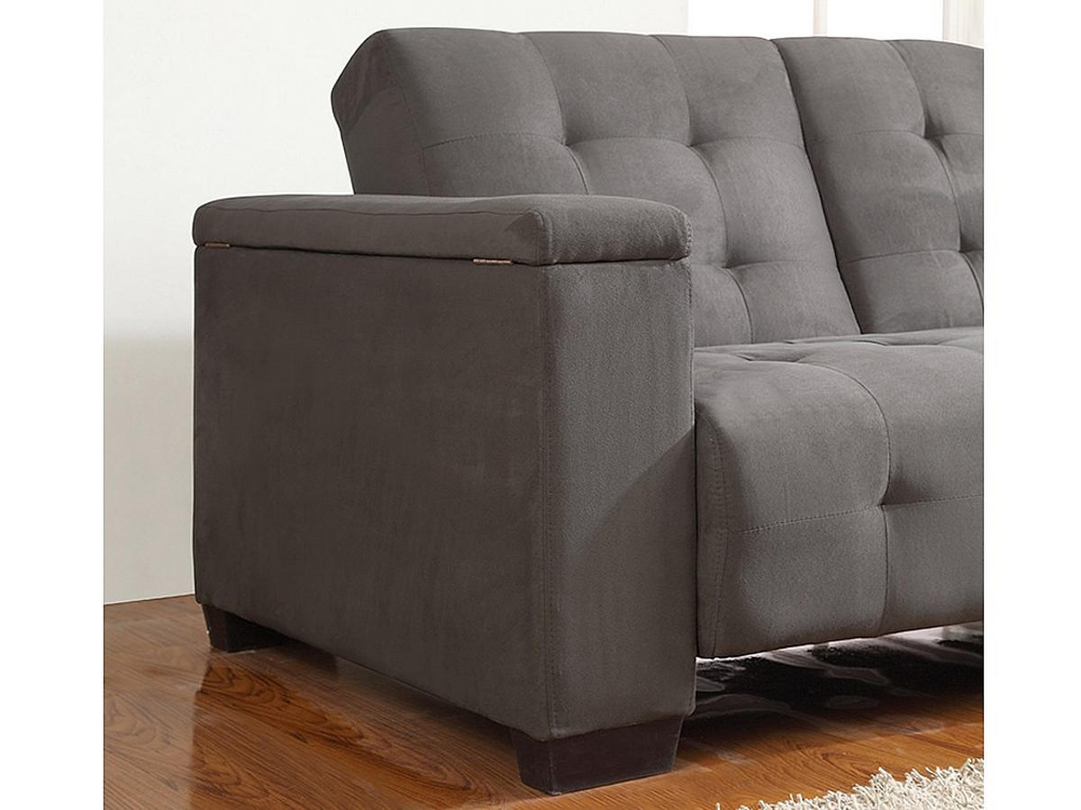 SCHLAFSOFA - 3 Personen - Stoff, Stoff - Grau - - Grau, Textil (218/88/94cm) - Vente-Unique