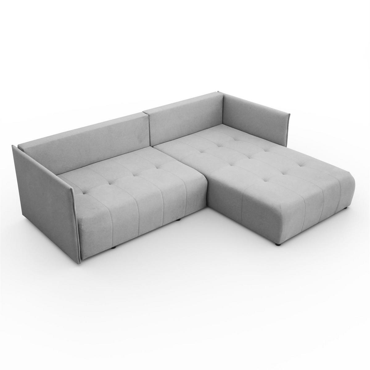 ECKSOFA APOLLO L mit Schlaffunktion und Bettkasten – rechte Seite - Grau, Textil (246/188cm) - Lookway