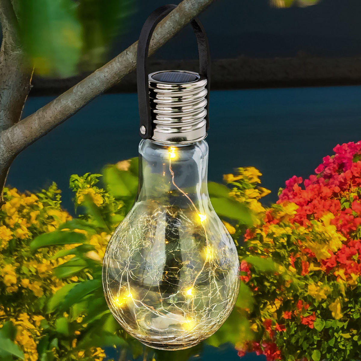 LED AUSSENLEUCHTE Silber Crackle-Glas 2er Set - Silberfarben, Glas (9/9/17.5cm) - Globo Lighting