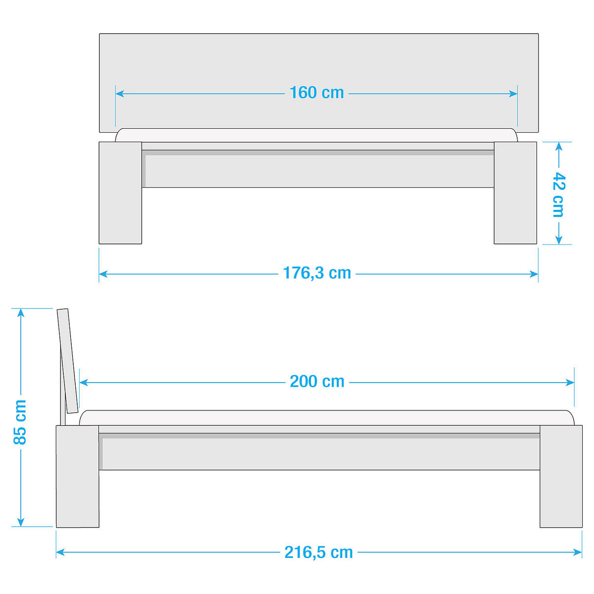 BETTGESTELL - Massivholz - Eichefarben, Holz (160/200cm) - home24