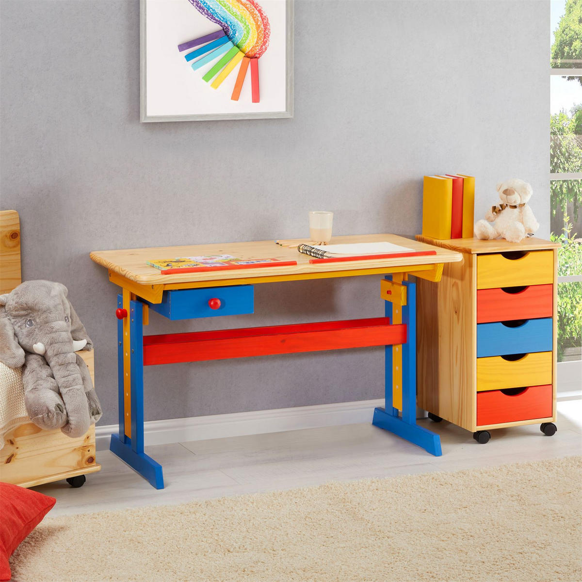 KINDERSCHREIBTISCH FLEXI - Multicolor, Holz (109/75/55cm) - IDIMEX