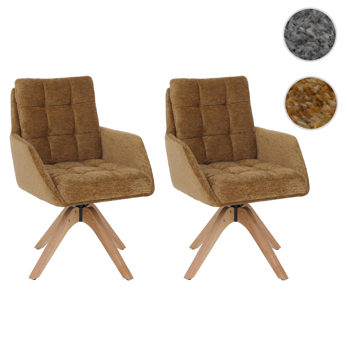 JÍDELNÍ ŽIDLE, žlutá, sada 2 kusů - žlutá, textil (61/89/66cm) - MCW