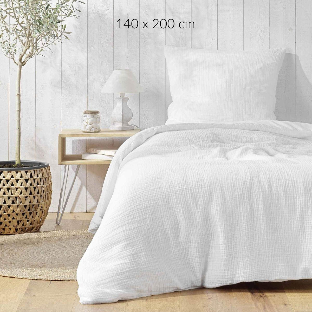 BETTWÄSCHE Angelia 140/200 cm - Weiß, Naturmaterialien (200/140cm) - Douceur d´intérieur