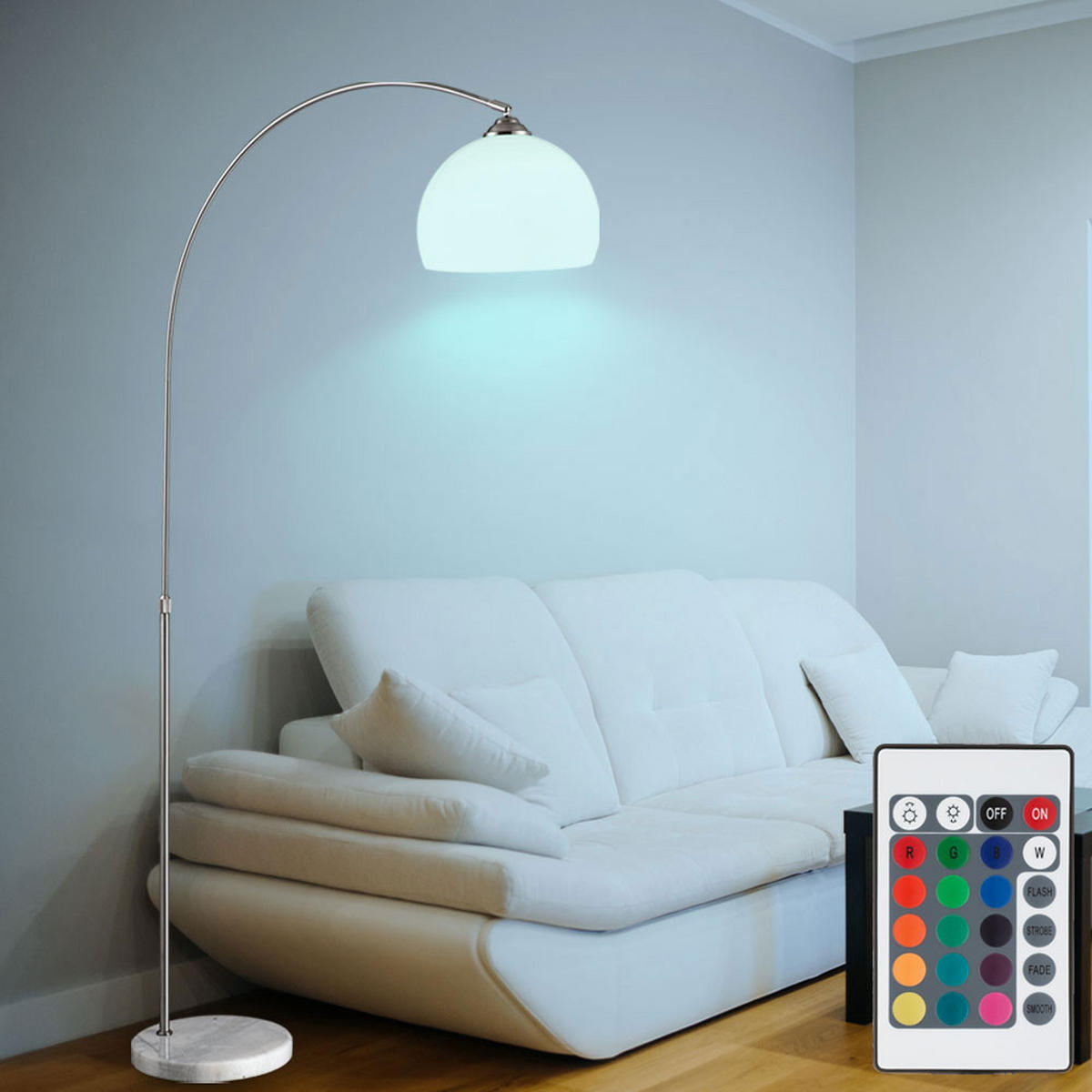 LED STEHLEUCHTE NEWCASTLE Silber Metall - Silberfarben, Metall (92/30/196cm) - Globo Lighting