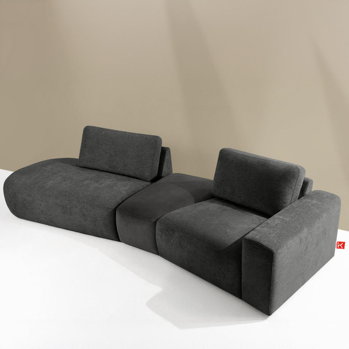 4-SITZER ECKSOFA ZUCCO Chenille links, Anthrazit - Anthrazit, Textil (350/84/105cm) - KONSIMO®