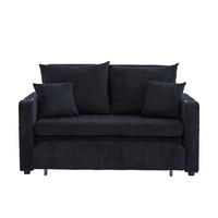 SCHLAFSOFA Zweisitzer mit Schlaffunktion,ausziehbar,Chenille,Schwarz - Schwarz, Textil (73/83/139cm) - LVHOM