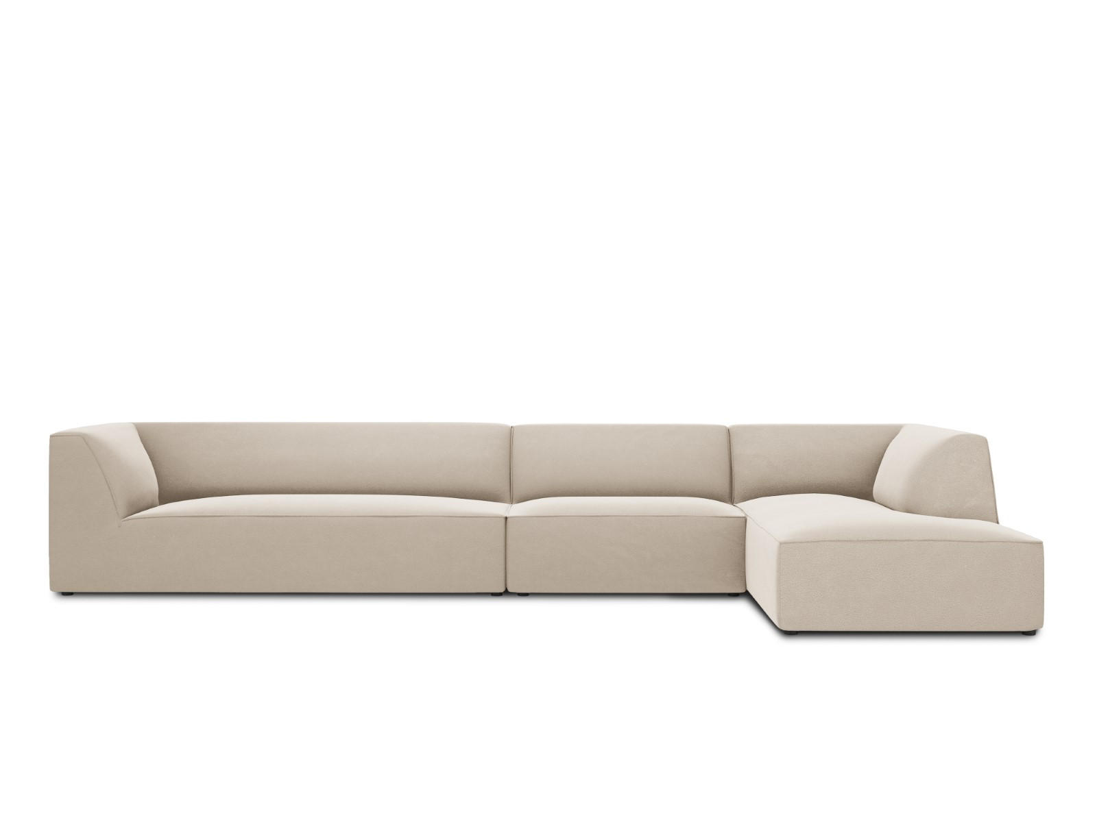 ECKSOFA rechts Ruby aus Samt beige 5 Sitzplätze - Beige, Textil (180/366cm) - Micadoni