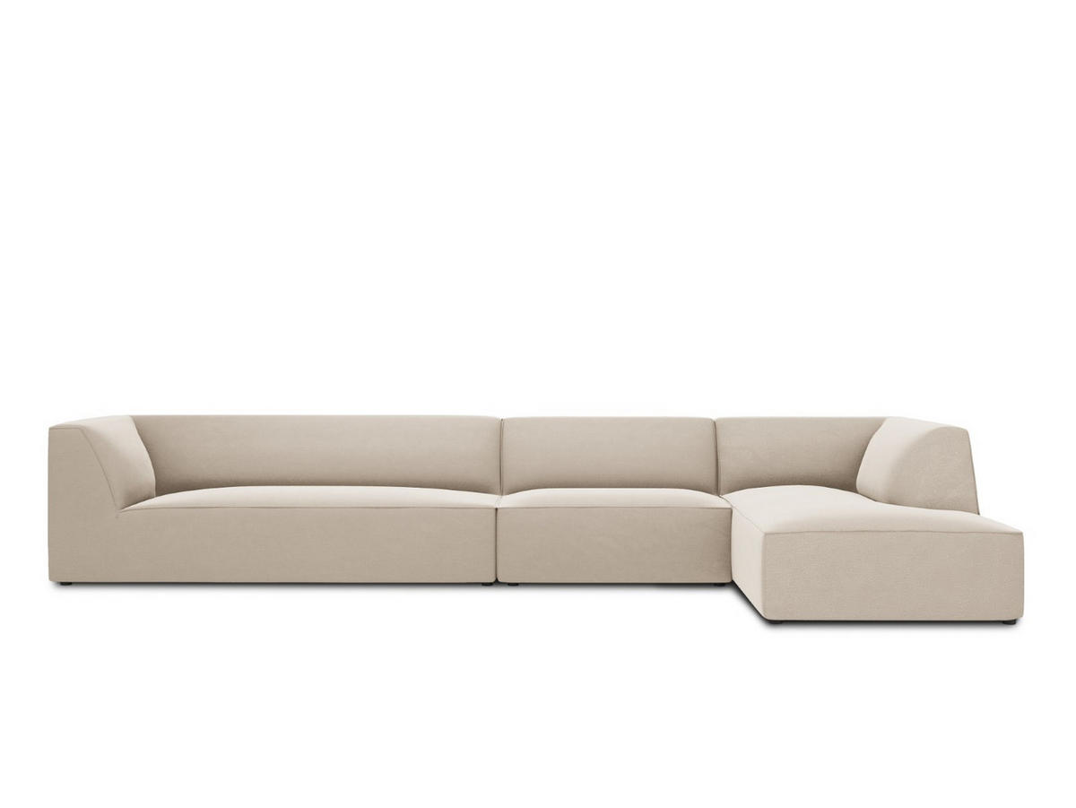 ECKSOFA rechts Ruby aus Samt beige 5 Sitzplätze - Beige, Textil (180/366cm) - Micadoni