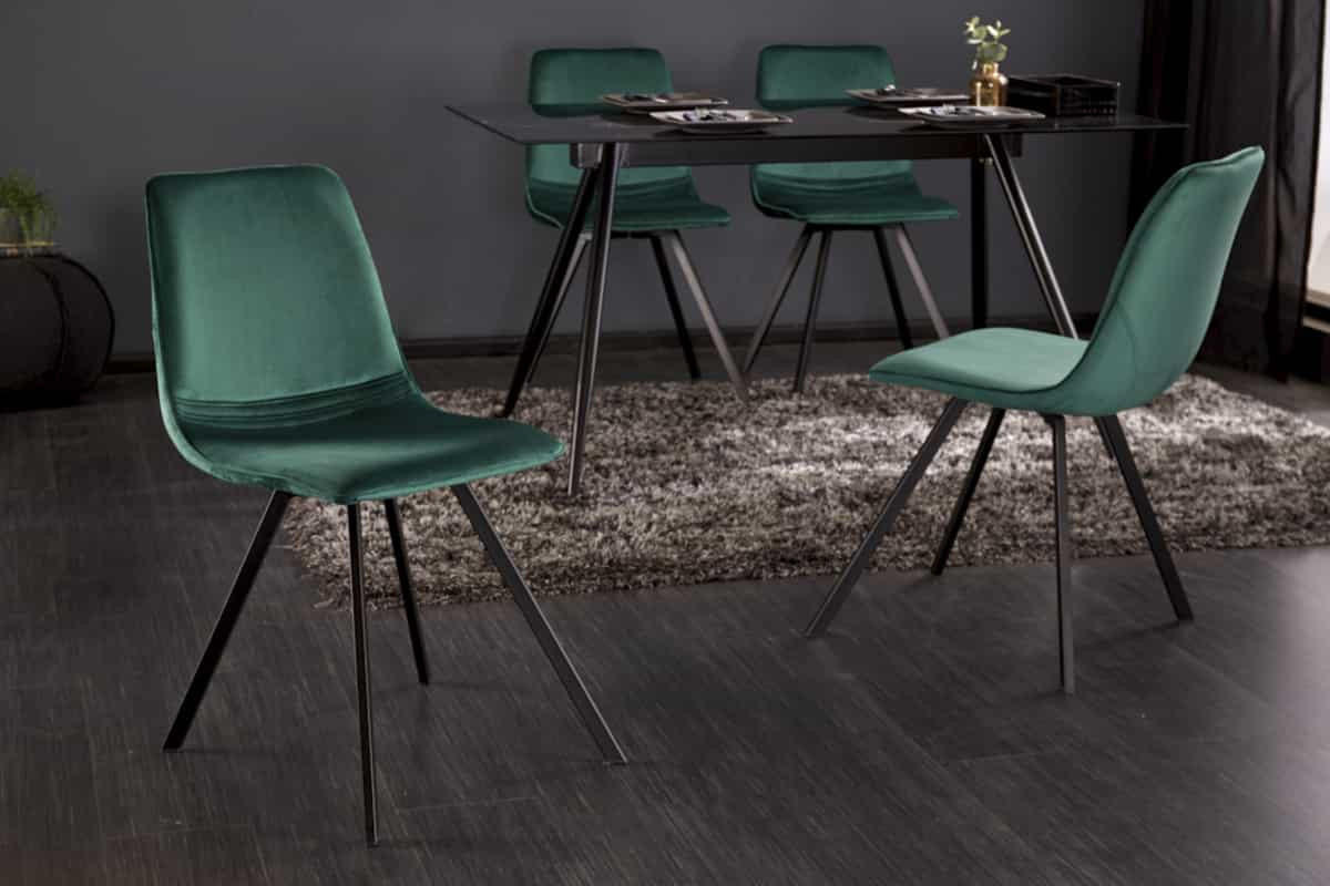 STUHL AMSTERDAM CHAIR Samt Smaragdgrün 85 cm - Schwarz/Grün, Textil/Metall (47/83/59cm) - riess-ambiente