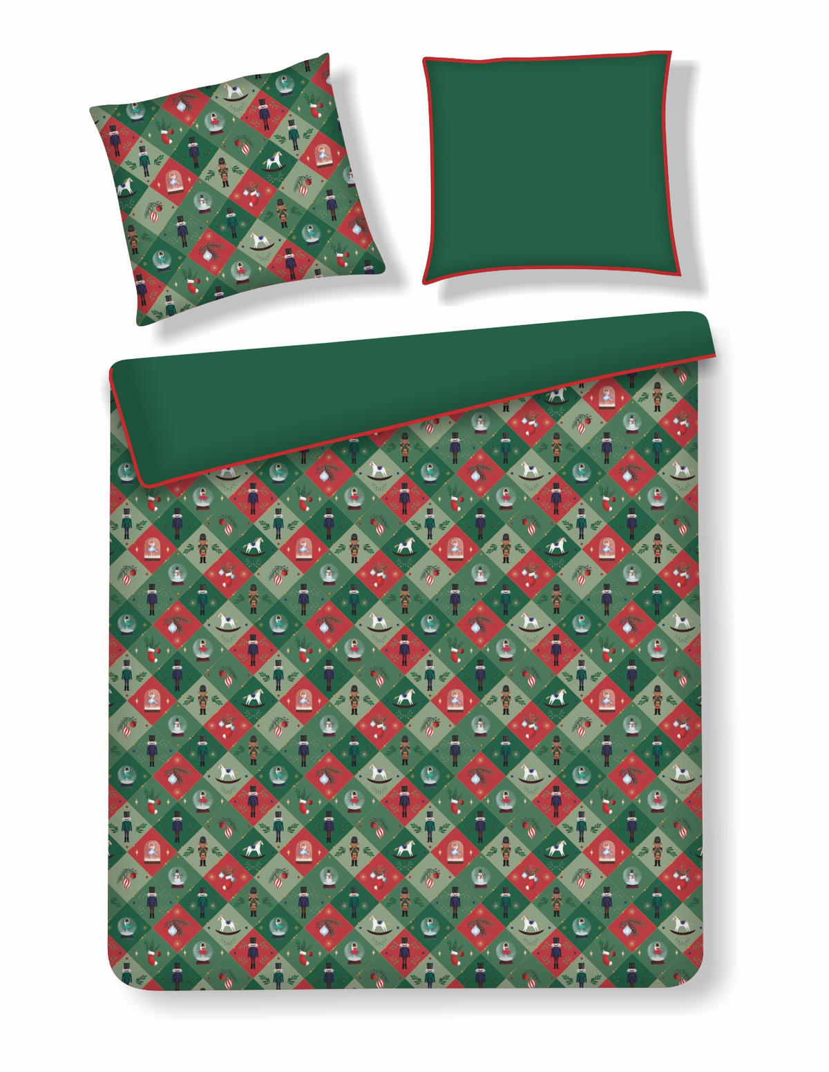 BETTWÄSCHE Baumwoll NUTPATCHER, 160x200 cm, Grün, Winter Weihnachten Bettbezug, Weihnachtsdeko, Christmas, Weihnachtsmotiv - Grün, Textil (160/200cm) - home&you