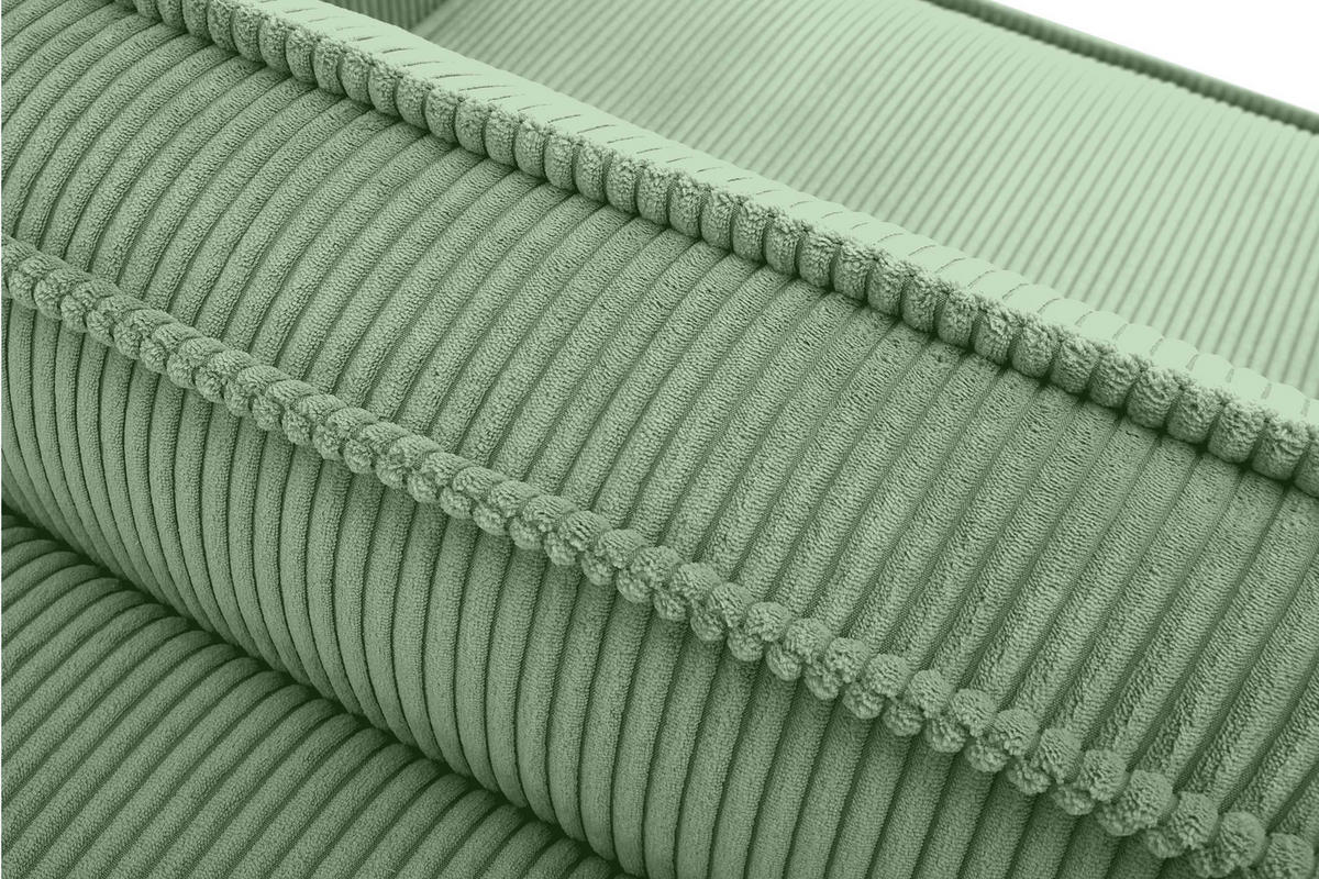 ECKSCHLAFSOFA-RECHTS NAPI in Pet Friendly Cord-Stoff, mintfarben - Schwarz/Mintgrün, Textil (262/148cm) - KONSIMO®