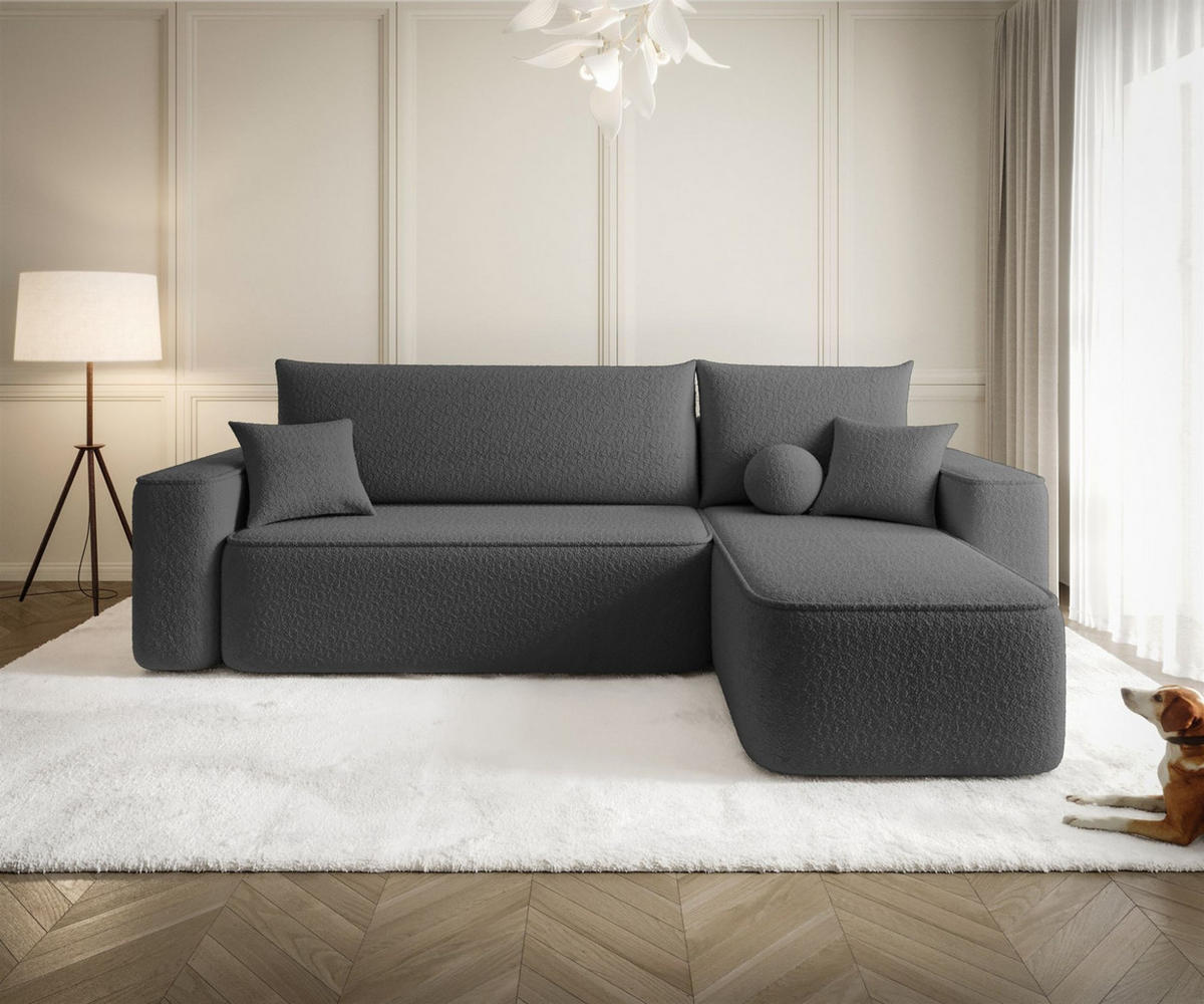 ECKSOFA Agepo Stoff Quelle - Anthrazit, Holzwerkstoff/Textil (250/150cm) - Fun Möbel