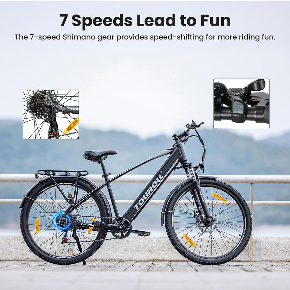 E-BIKE Touroll J1 – kraftvoller Motor, großer Akku, Komfort für Pendler Touren - Graphitfarben, Metall (78cm) - Touroll
