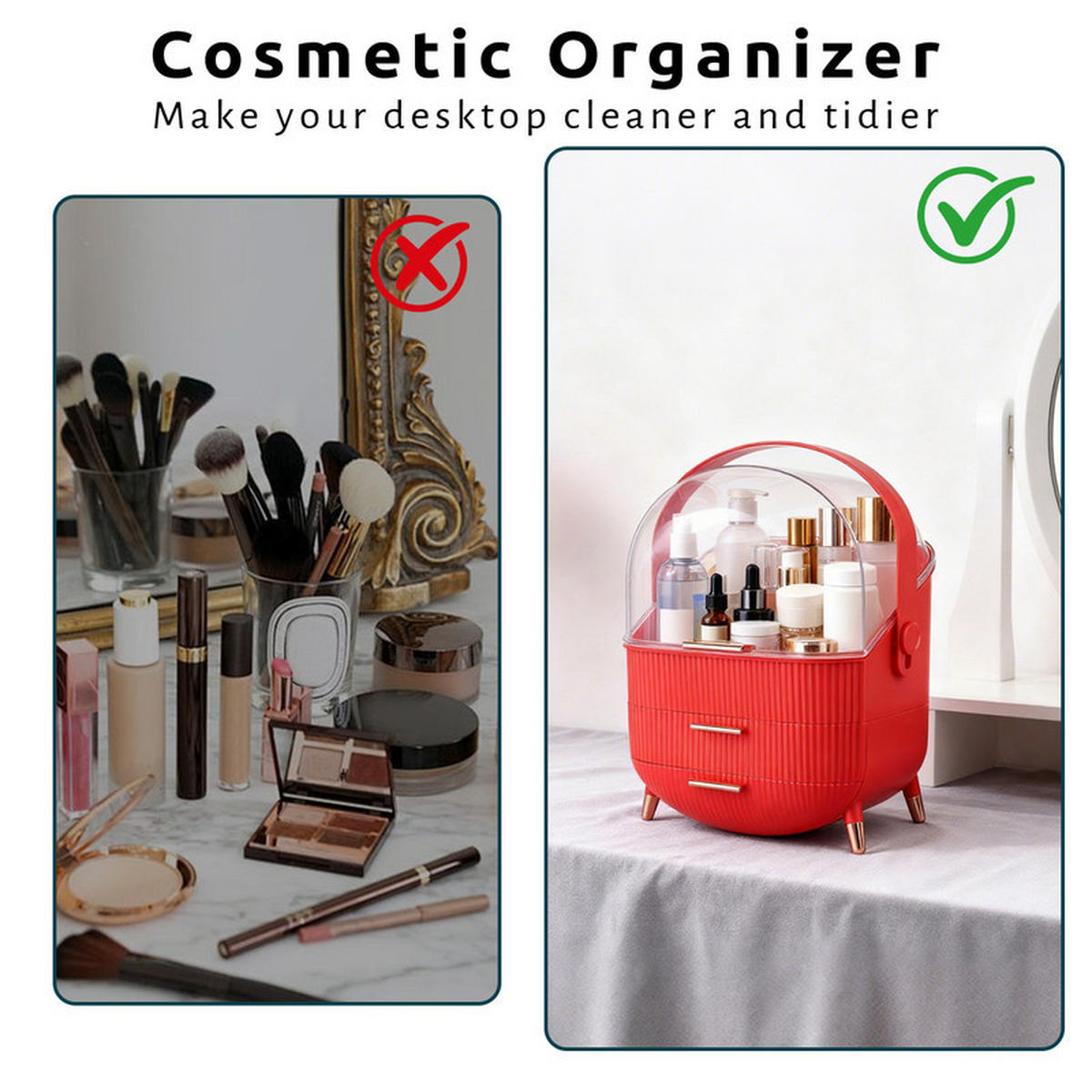 KOSMETIKORGANIZER Carlota Ⅲ 26/16/38 cm - Rot, Kunststoff (16/38/26cm) - Nettlife