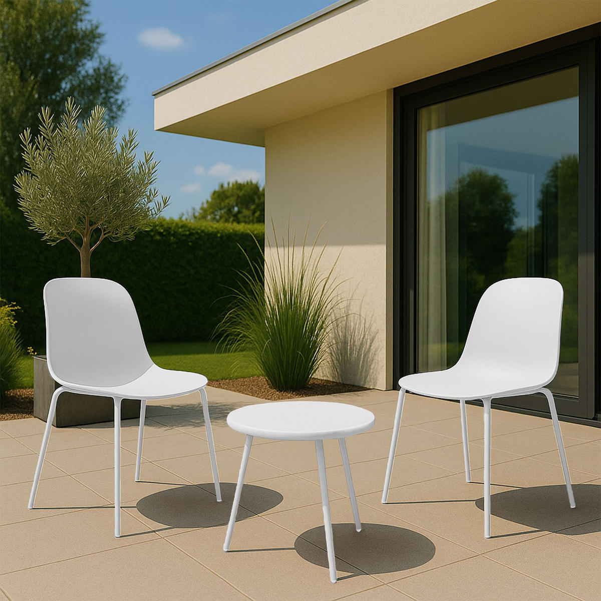 GARTENSITZGRUPPE Kunststoff Weiß - Weiß, Kunststoff - CLP