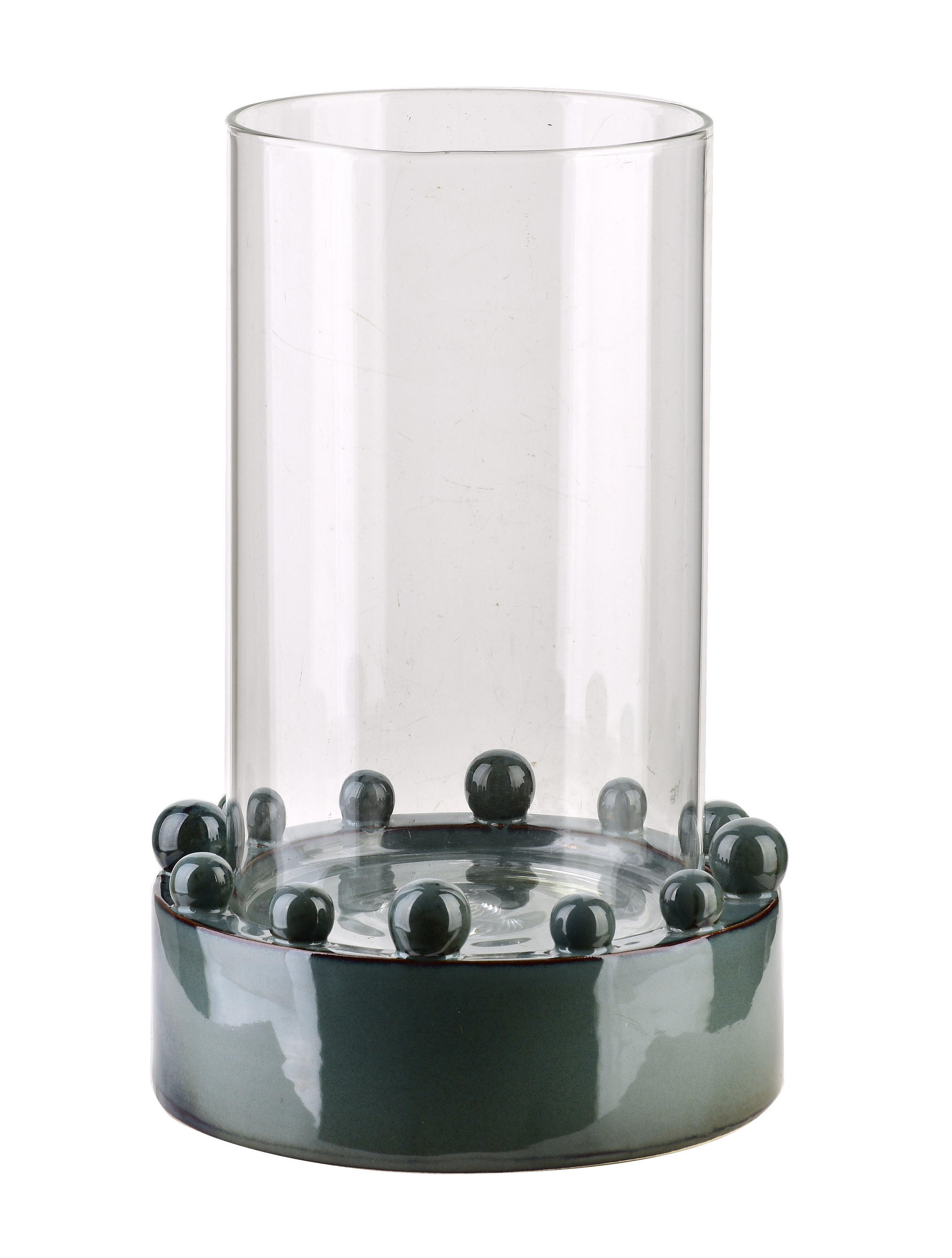 KERZENHALTER Evam Blau 20/20/30 cm Glas und Keramik - Blau, Keramik (20/30/20cm) - Mondex
