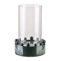 KERZENHALTER Evam Blau 20/20/30 cm Glas und Keramik - Blau, Keramik (20/30/20cm) - Mondex