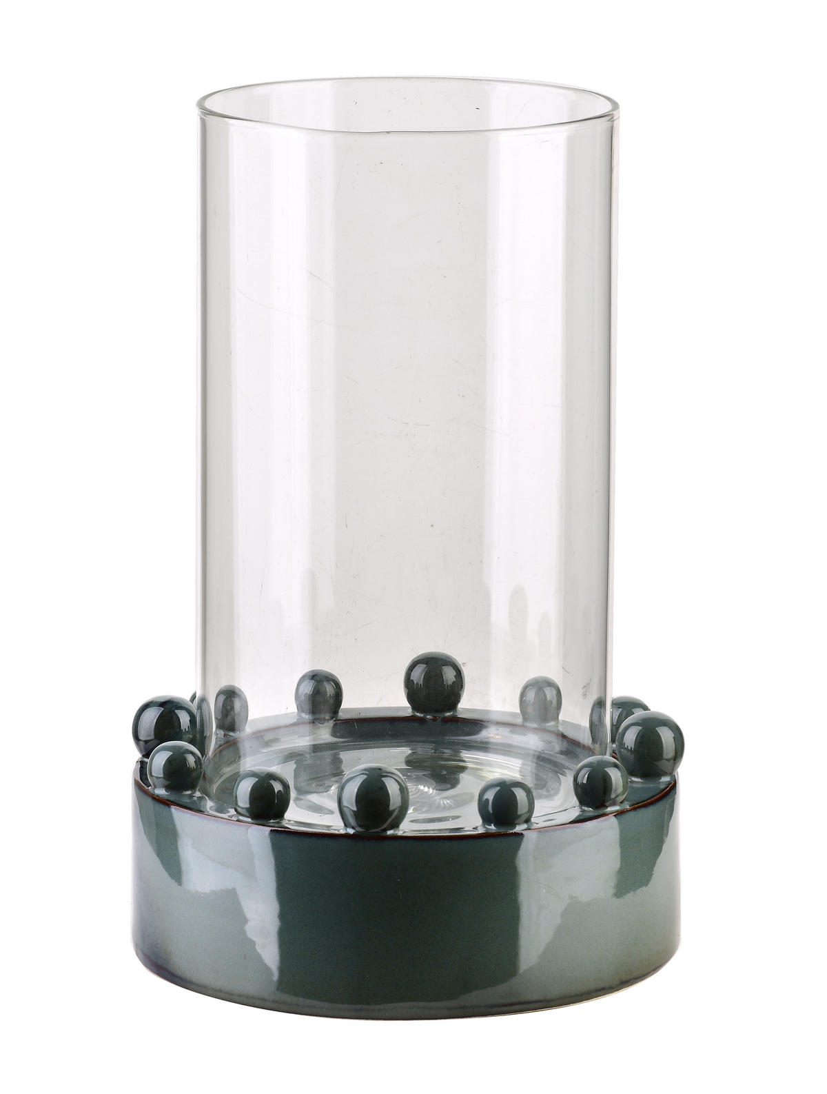 KERZENHALTER Evam Blau 20/20/30 cm Glas und Keramik - Blau, Keramik (20/30/20cm) - Mondex