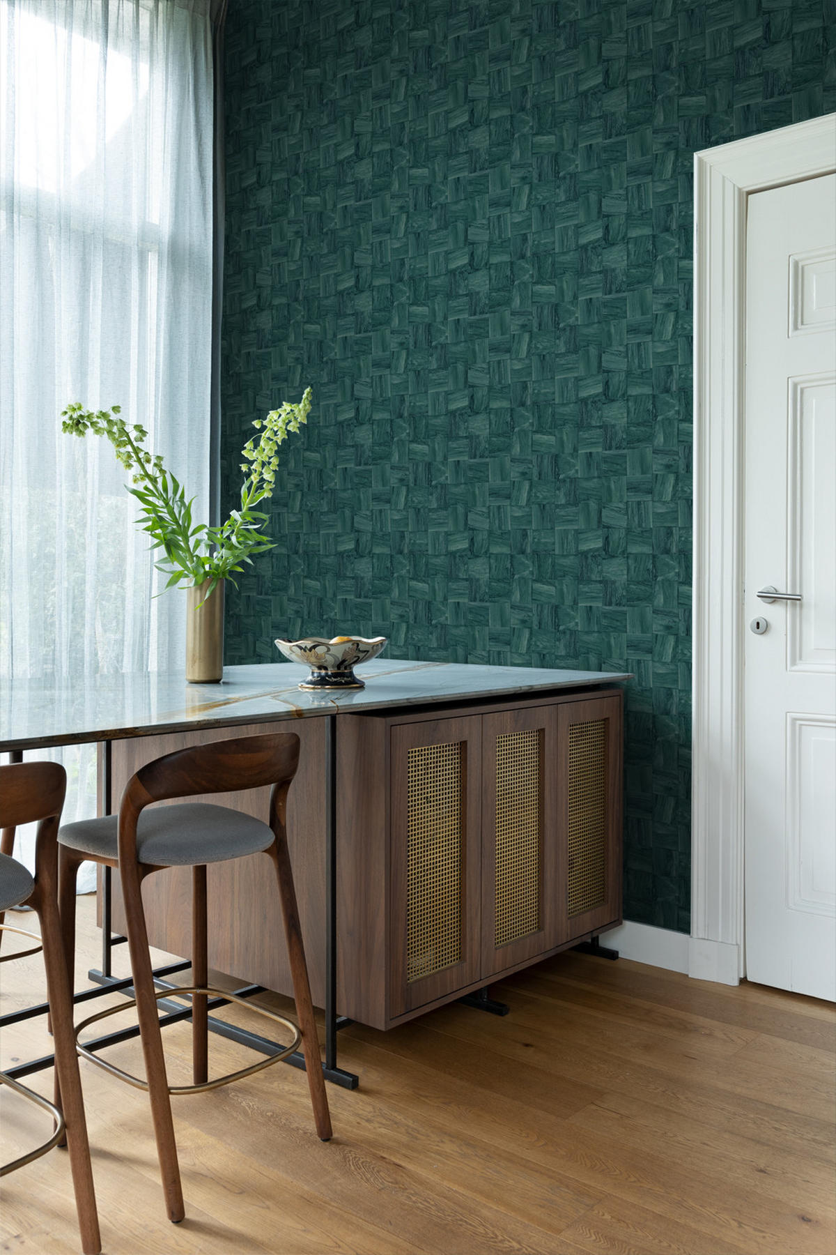 TAPETE quadratische Holzstücke 50 x 900 cm - Grün, Papier (50/900cm) - Origin Wallcoverings