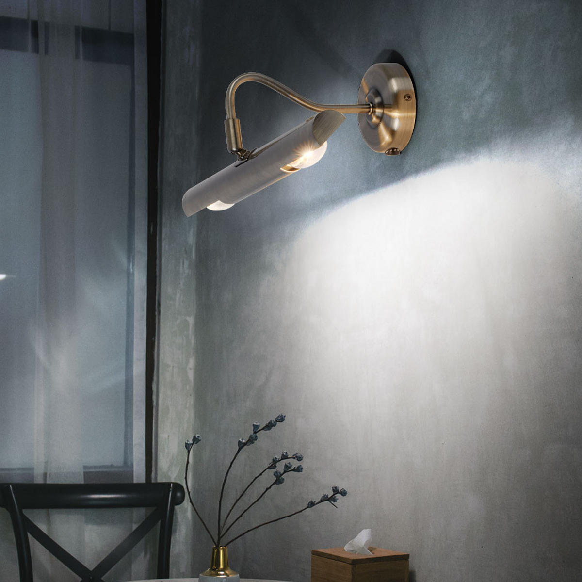 LED WANDELEUCHTE Picture Messing - Messingfarben, Metall (36.5/21/36cm) - Globo Lighting