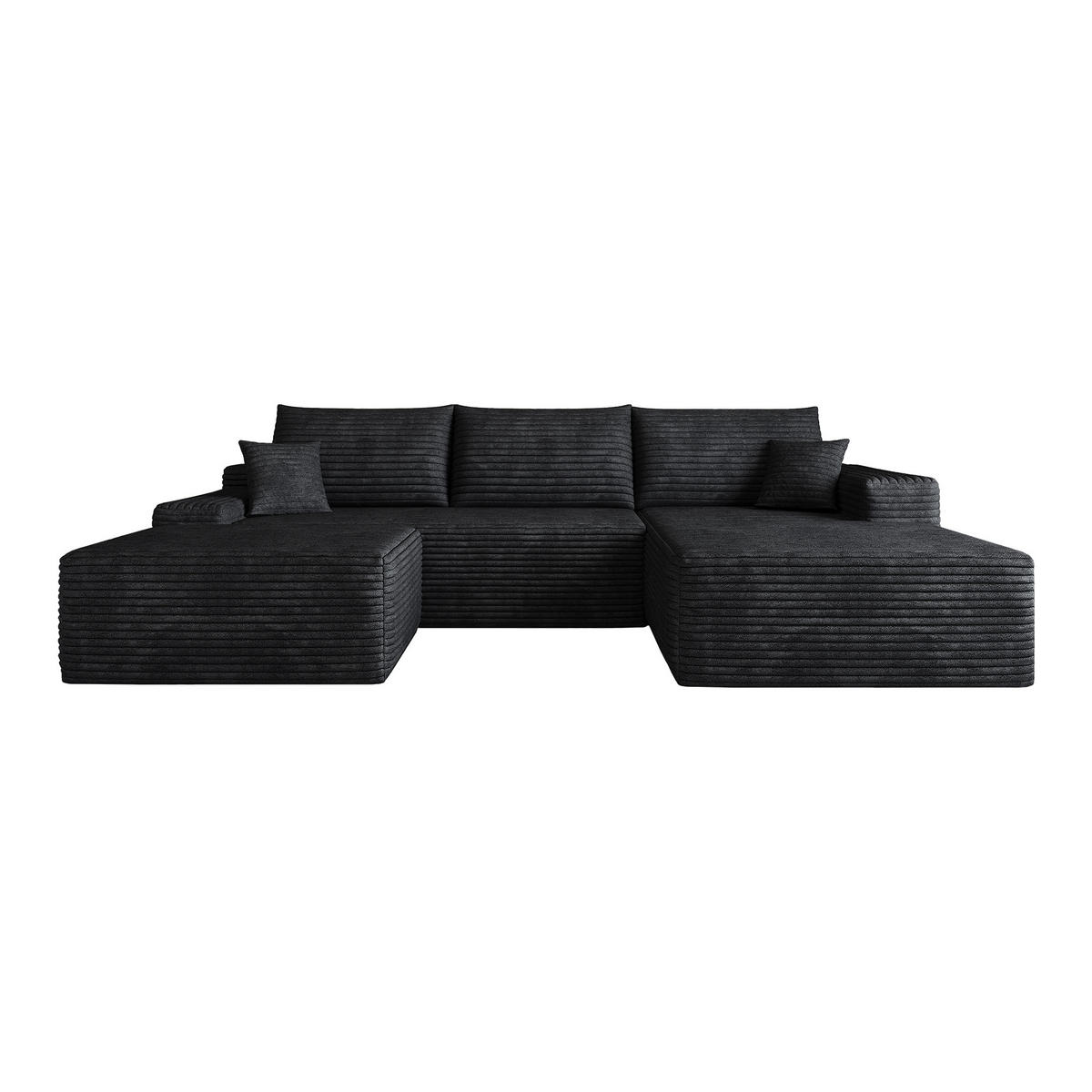 WOHNLANDSCHAFT DE-34857 U-Form 2-Sitzer Chaiselongue rechts Schwarz - Schwarz, Textil (175/83/270cm) - ComfortXL