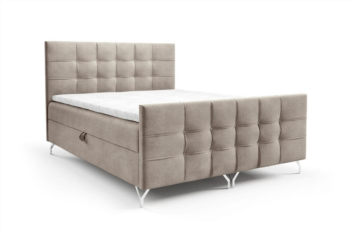 BOXBETT Perla Premium überlänge - Beige, Holzwerkstoff/Textil (200/220cm) - Fun Möbel