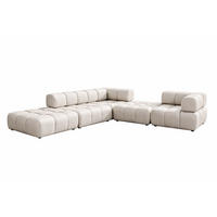 ECKSOFA Corner Modular, Veloursstoff Bluvel, Creme, Links, Bolla - Creme, Holz (288/288cm) - Kaiser Möbel