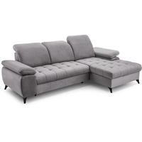 ECKSCHLAFSOFA Bello hellgrau rechts - Hellgrau/Schwarz, Textil (265/156cm) - Beautysofa