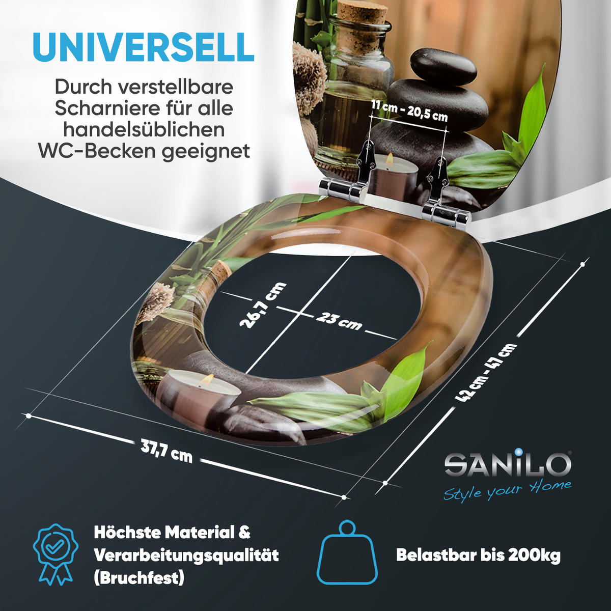 WC-SITZ mit Absenkautomatik Spa - Braun, Holzwerkstoff (38/6/47cm) - Sanilo