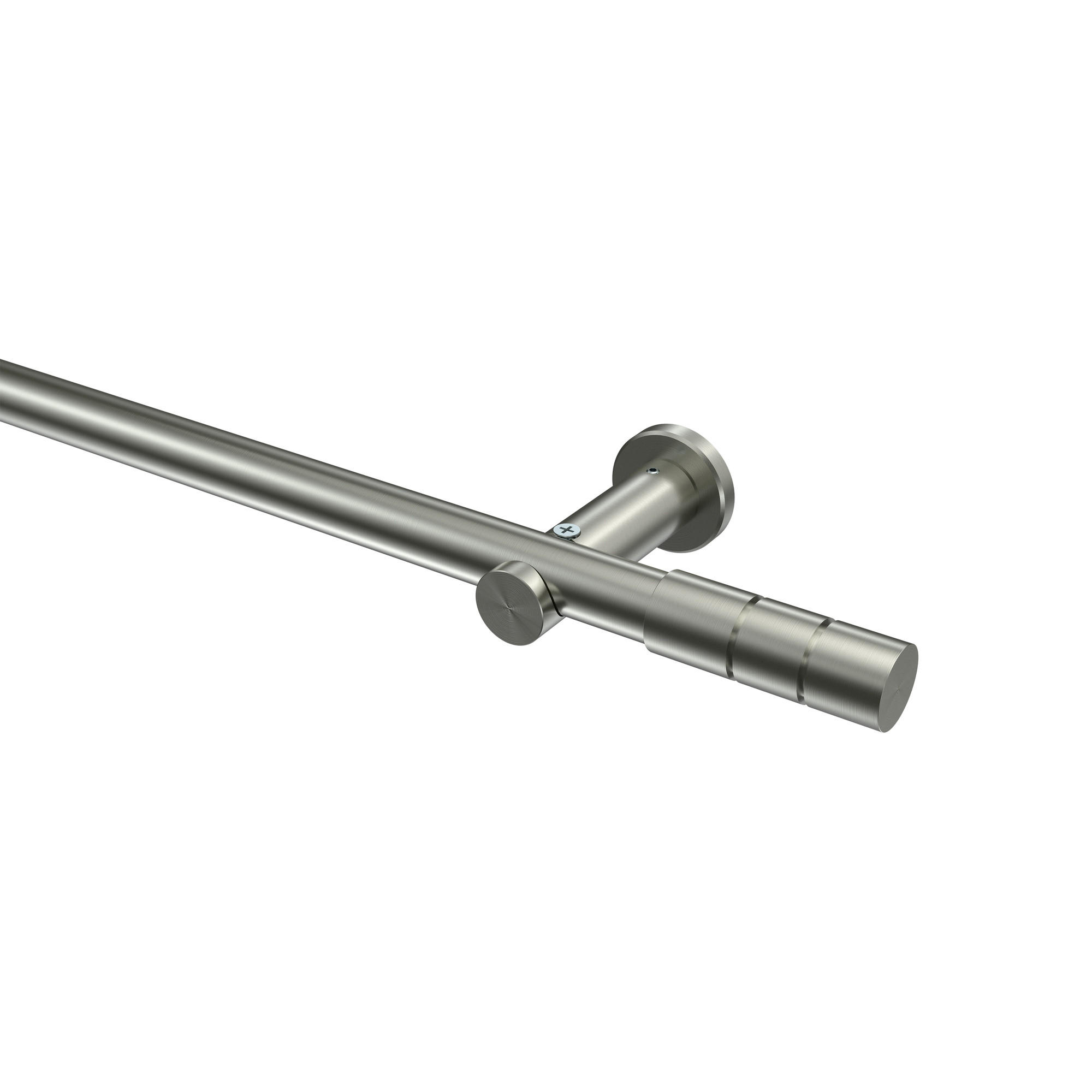 GARDINENSTANGEN-SET Platon Elanto 160 cm, 1-läufig (ohne Ringe), 20 mm Ø Edelstahl-Optik - Edelstahlfarben, Metall (160cm) - INTERDECO