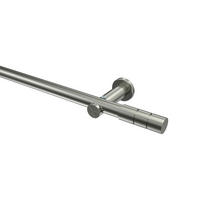 GARDINENSTANGEN-SET Platon Elanto 160 cm, 1-läufig (ohne Ringe), 20 mm Ø Edelstahl-Optik - Edelstahlfarben, Metall (160cm) - INTERDECO