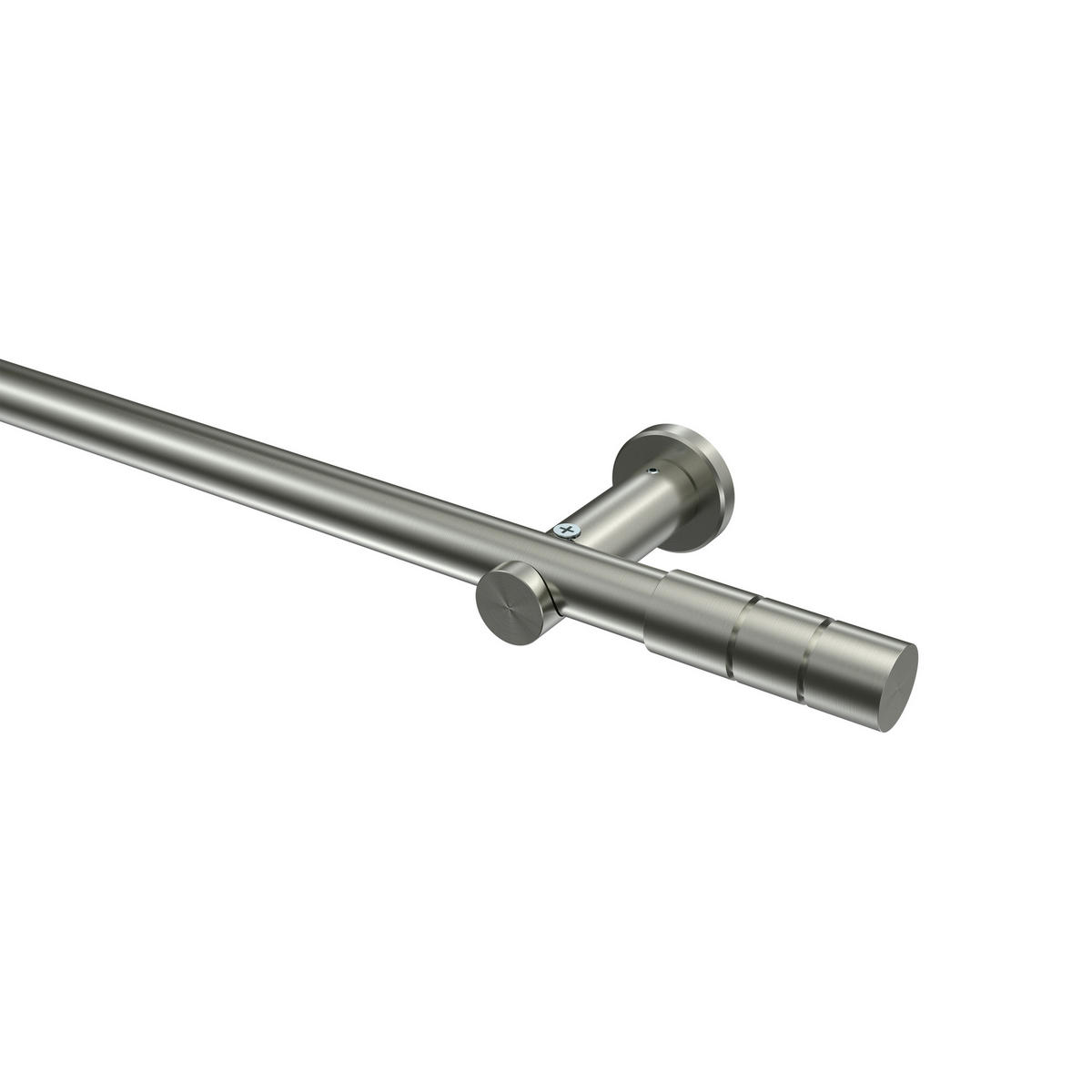 GARDINENSTANGEN-SET Platon Elanto 160 cm, 1-läufig (ohne Ringe), 20 mm Ø Edelstahl-Optik - Edelstahlfarben, Metall (160cm) - INTERDECO