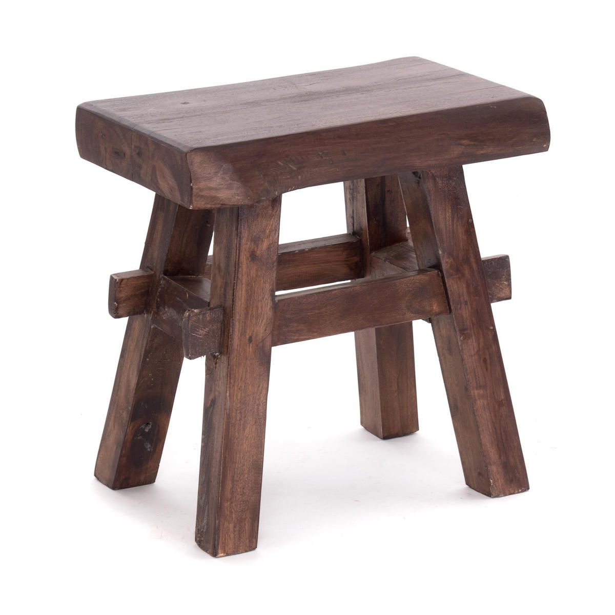 HOCKER Vintage 40 Massivholz dunkelbraun - Naturfarben, Holz (45/43/27cm) - DESIGN DELIGHTS