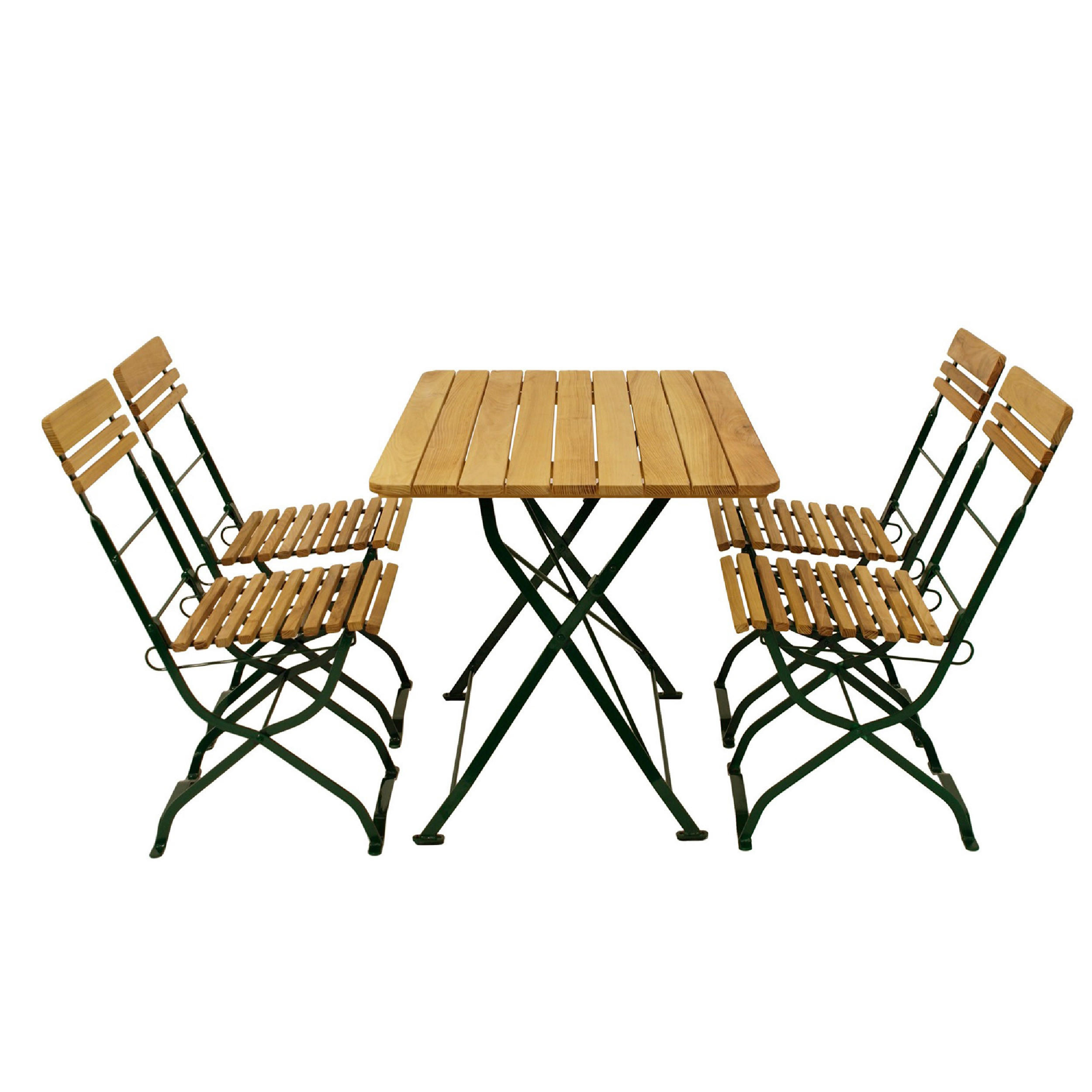 BIERGARTEN- GARTEN-GARNITUR Darwin 5-teilig, Flachstahl - Garten-Garnitur 5-teilig, Flachstahl Robinienholz -Gestell verzinkt grün - Grün, Holz - TPFGarden