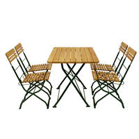 BIERGARTEN- GARTEN-GARNITUR Darwin 5-teilig, Flachstahl - Garten-Garnitur 5-teilig, Flachstahl Robinienholz -Gestell verzinkt grün - Grün, Holz - TPFGarden