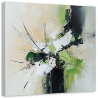 LEINWANDBILD Abstrakte grün-beige-schwarz 60x60cm - Grün, Textil (60/60cm) - Feeby