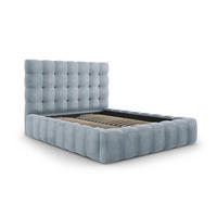 BETT mit Bettkasten und Kopfteil Mamaia aus Samt hellblau 140x200cm - Hellblau, Textil (140/200cm) - Micadoni