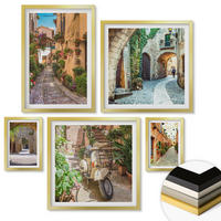 WANDBILDER 5er Set - 50x50 cm & 20x30 cm & 40x60 cm Goldrahmen - Porträts von Frauen mit Lippen - Goldfarben, Kunststoff (40/60cm) - ArtPrintCave
