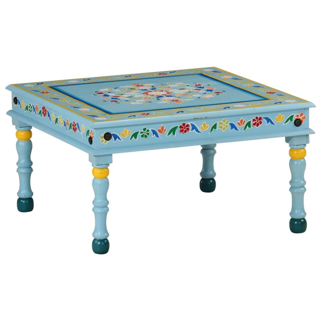 COUCHTISCH Türkis Handbemalt Massivholz Mango - Türkis, Holzwerkstoff (54/54/30cm) - furnicato