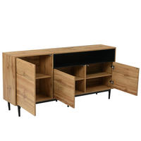 SIDEBOARD 160/35/76 cm mit 3 Türen in Schwarz/Holzfarben - Naturfarben, Holzwerkstoff (160/76/35cm) - BEAOK