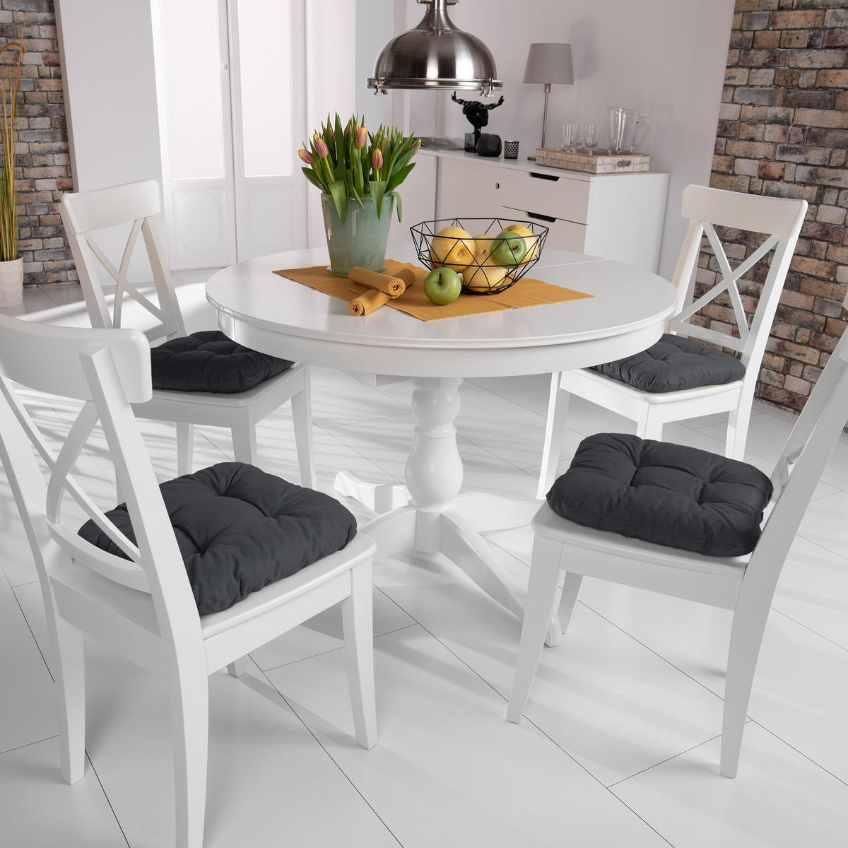 STUHLKISSEN Lisa 40/40/8 cm Anthrazit 4tlg - Anthrazit, Textil (40/40cm) - Beautissu 