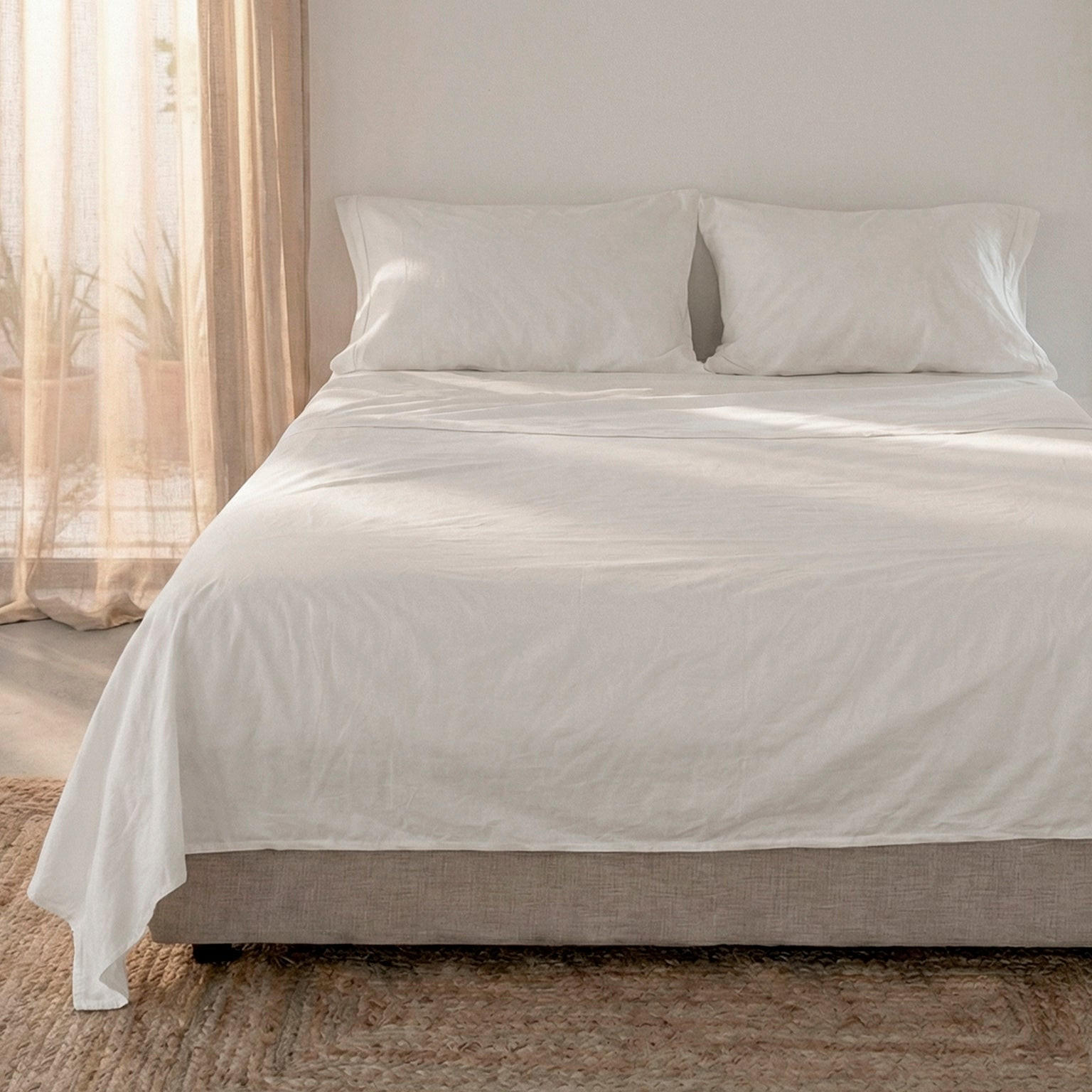 OBERLAKEN Basic percal Weiss 240x270 cm (Übergrösse) - Weiß, Textil (240/270cm) - Happy Friday