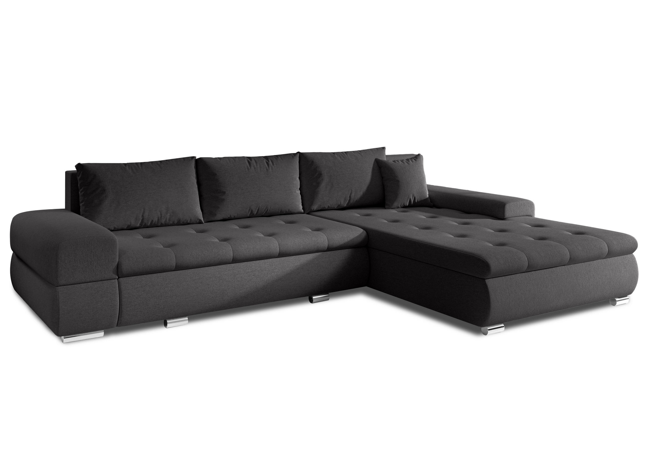 ECKSOFA L Form Sivaso Dunkelgrau 310/210/85 cm – mit Schlaffunktion und Bettkasten - Silberfarben/Schwarz, Textil/Metall (310/210cm) - AX Living