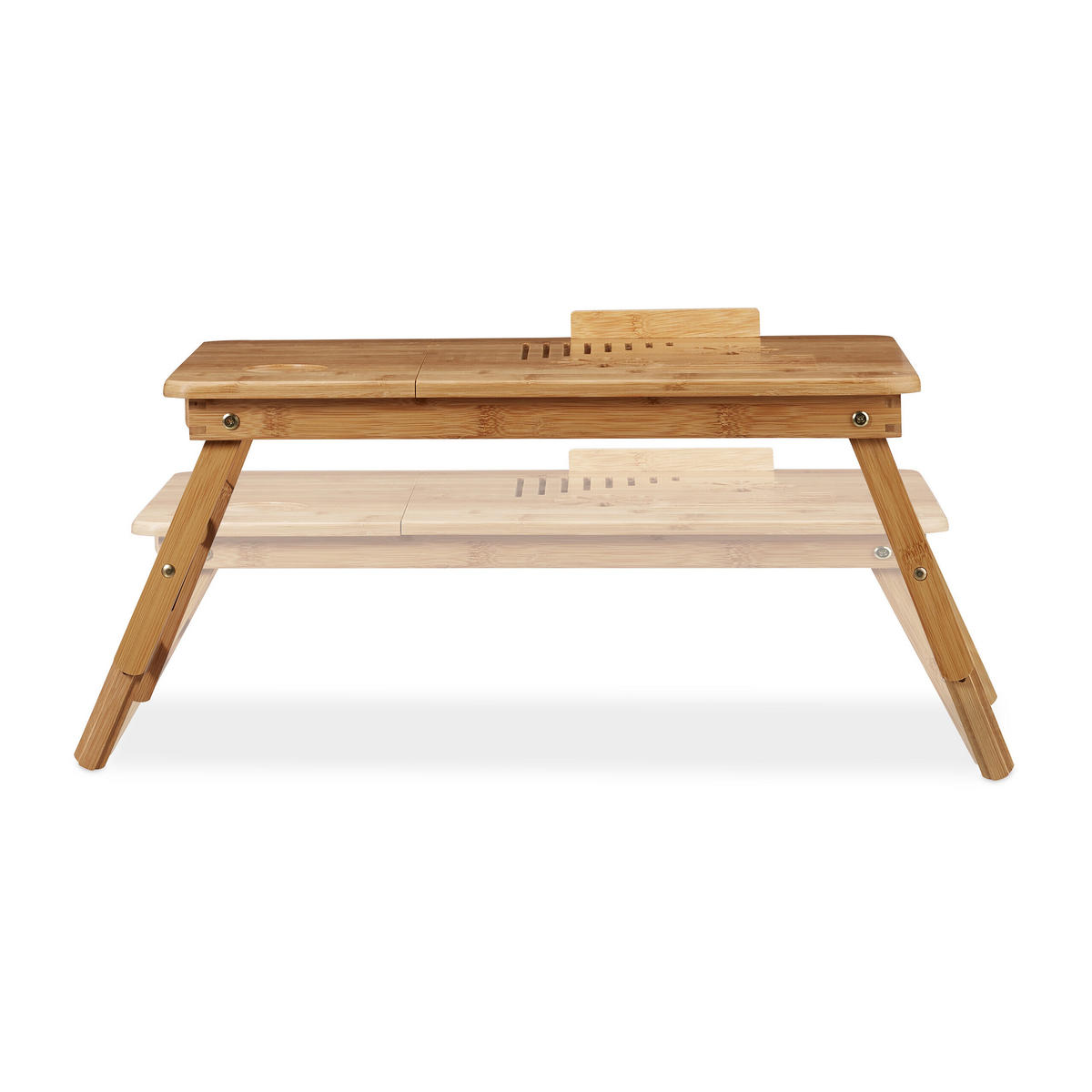 MASĂ Natural bambus reglabilă pe înălțime înclinabilă 69x35 cm - maro deschis, lemn - Relaxdays