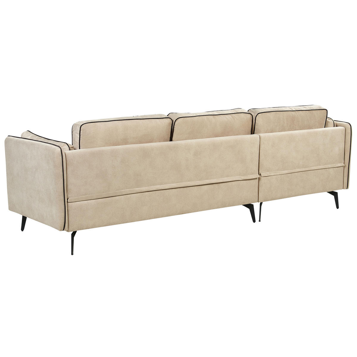 3-SITZER-ECKSOFA Samtstoff Beige Altan - Beige, Textil (268/157cm) - Beliani