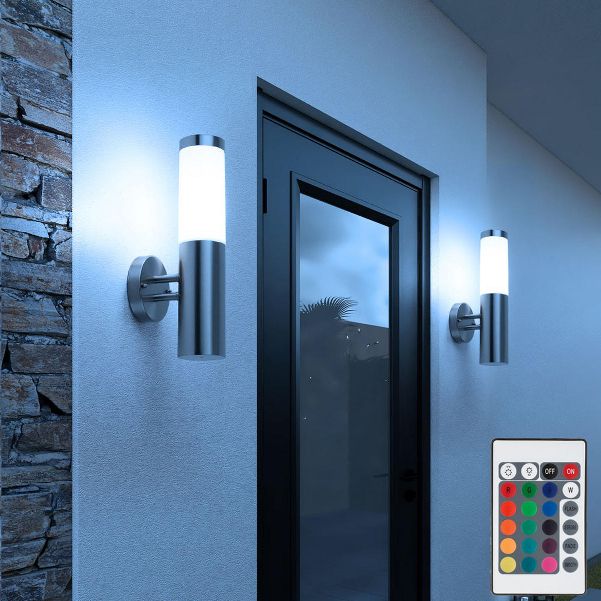 RGB LED AUSSEN-WANDLEUCHTE Edelstahl Silber - Silberfarben, Metall (14.5/36/7.8cm)