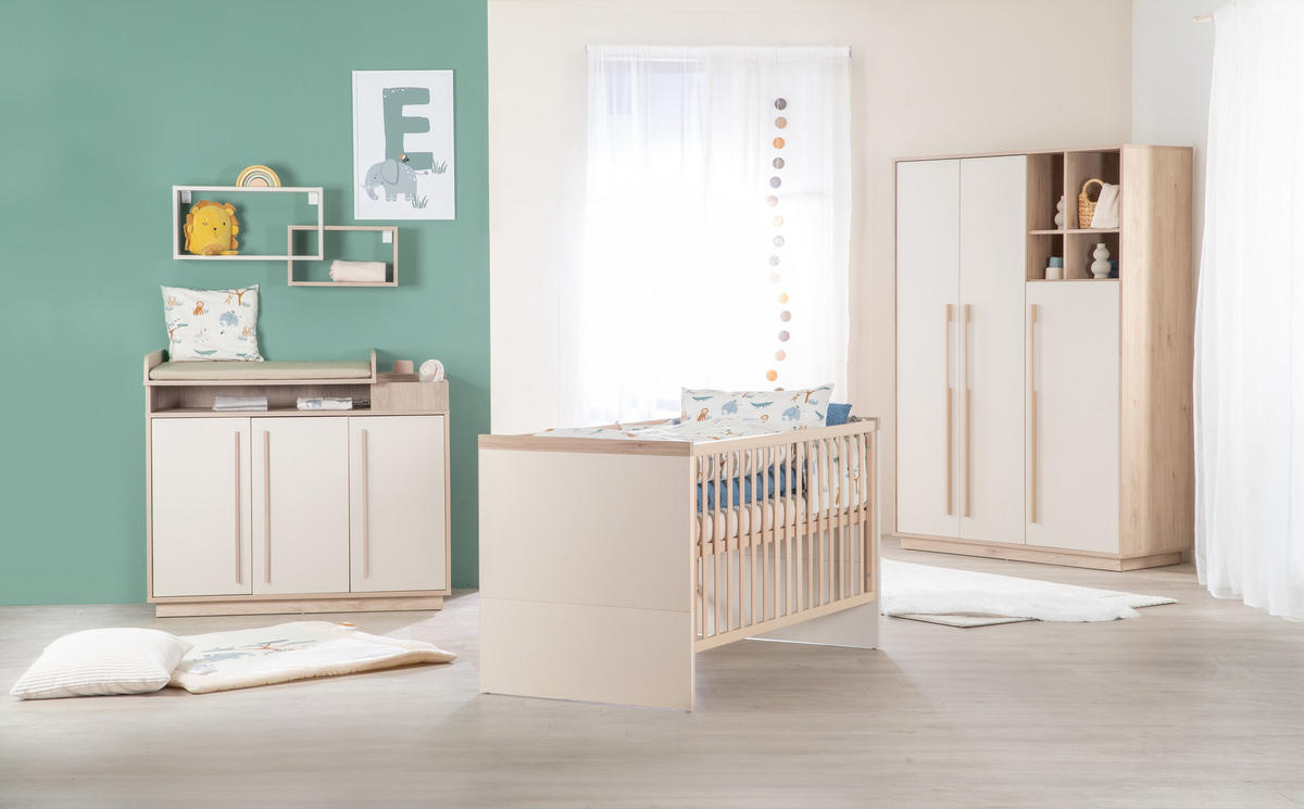 KINDERKLEIDERSCHRANK Elva - Creme, Holz (131.5/190/53cm) - Roba