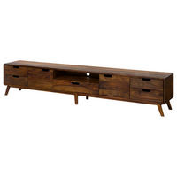 TV-BOARD Sheesham 260x40x48 walnuss gewachst MALMÖ 2 #126 - Dunkelbraun, Holz (260/48/40cm) - Massivmoebel24
